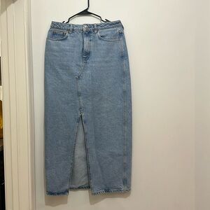Mango maxi denim skirt with slit in front size M